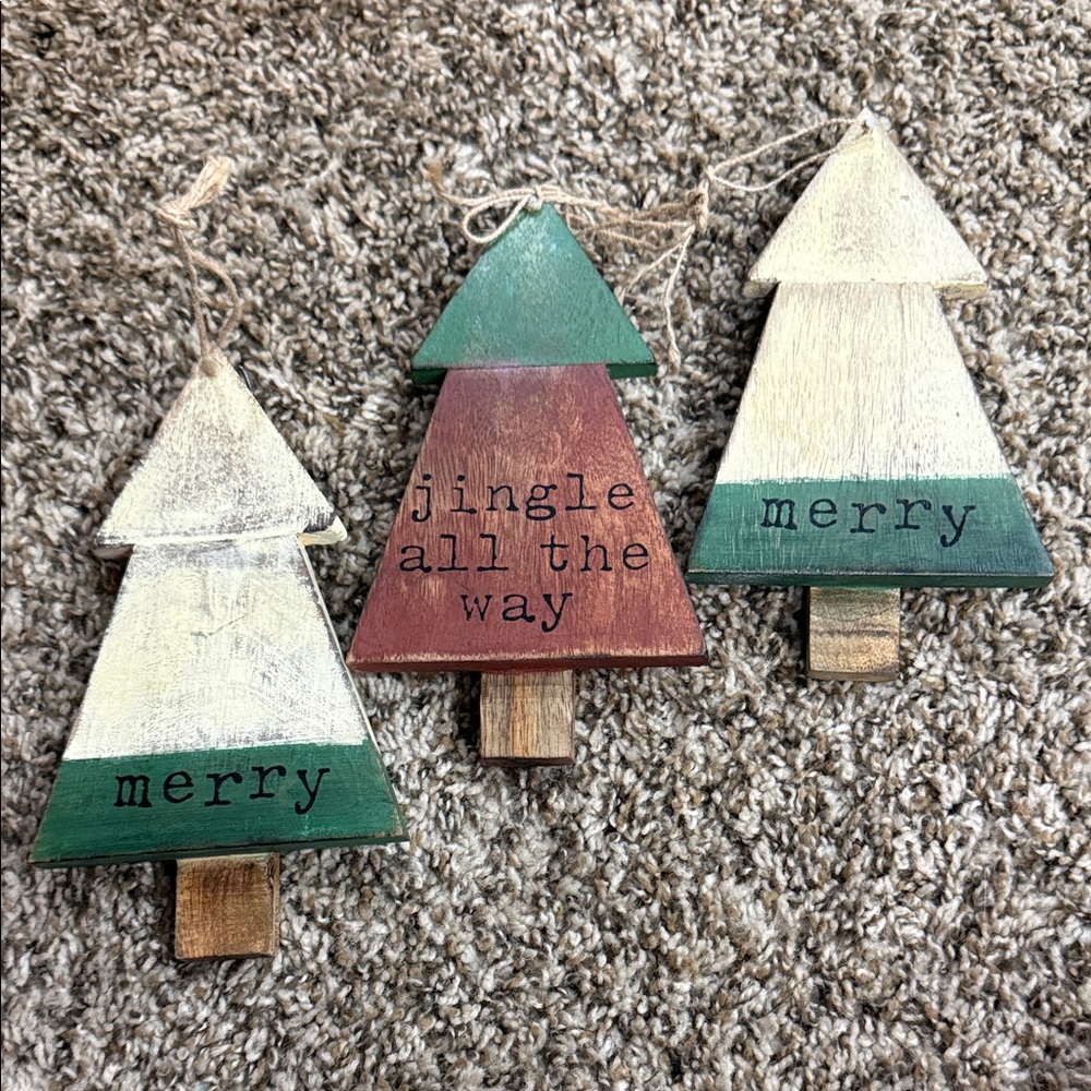 Rustic Holiday Tree Decorations - Set of 3